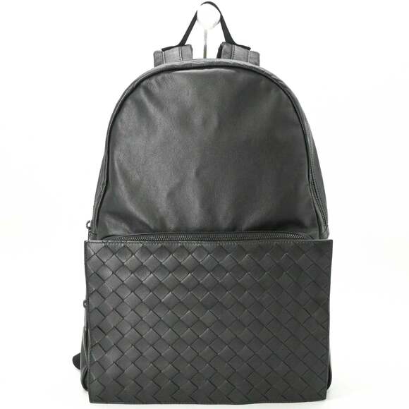 BOTTEGA VENETA Black Leather Intrecciato Backpack main image 11